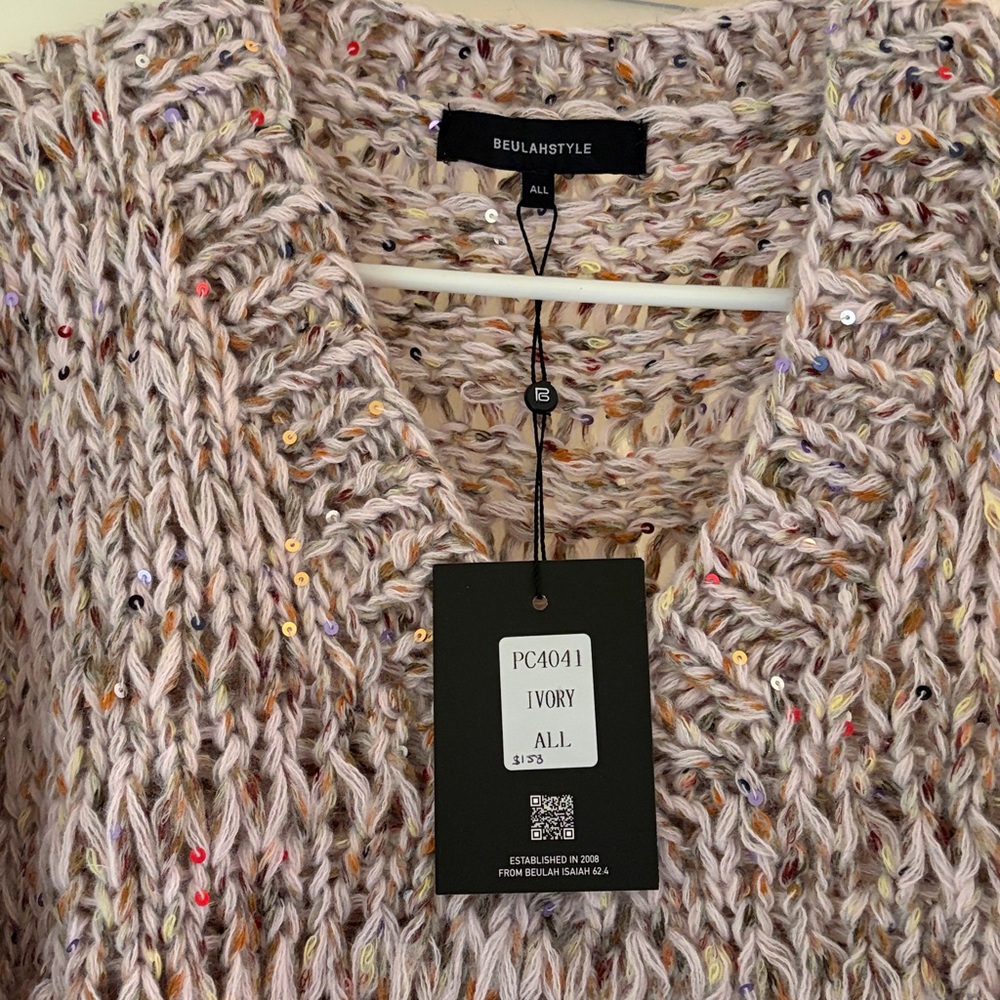 Beulahstyle Sequin V-Neck Sweater View 3